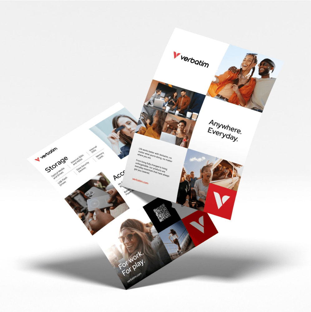 Two brochures showcasing Verbatim products and services.